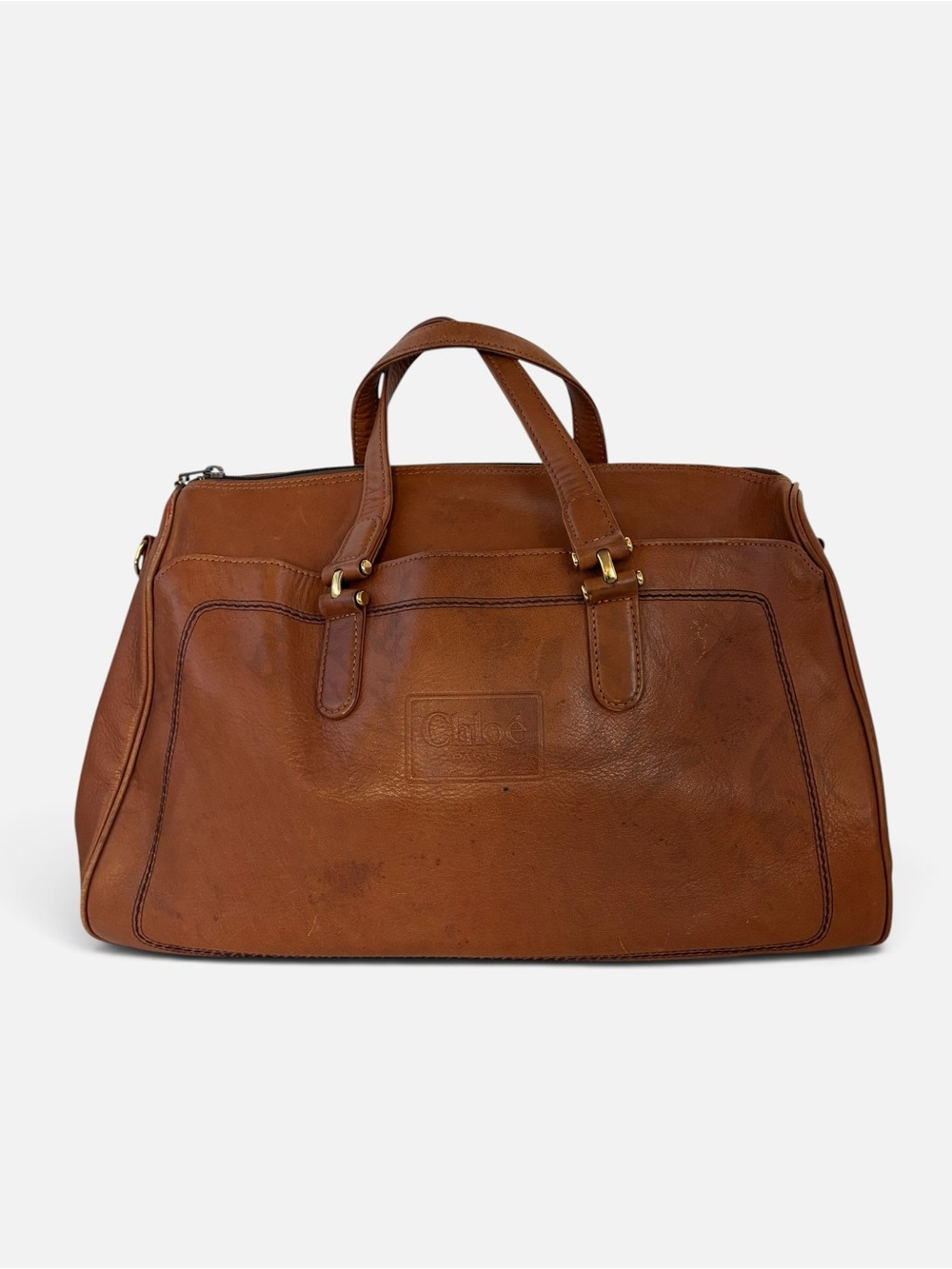 Tan Brown Leather Travel Tote